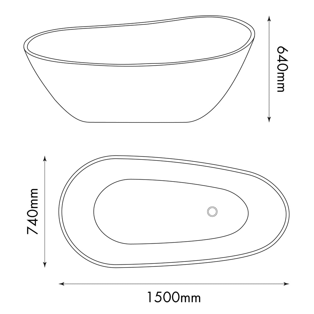 AURO PRISM FREESTANDING TRANSPARENT BATHTUB BLACK 1500MM