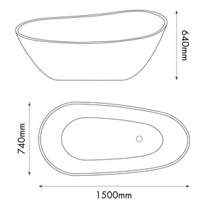 AURO PRISM FREESTANDING TRANSPARENT BATHTUB RUBY RED 1500MM