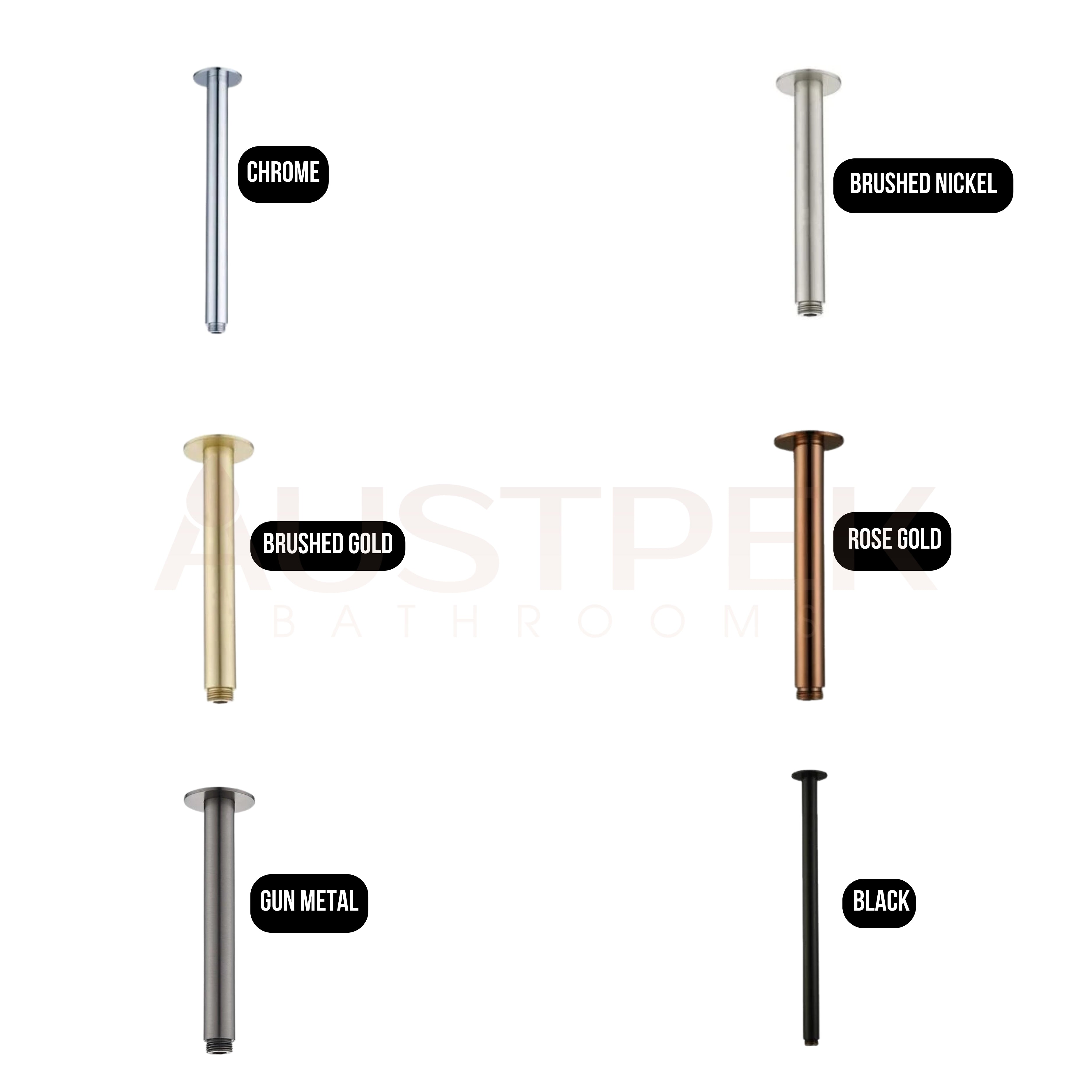 HELLYCAR CHRIS CEILING SHOWER ARM BRUSHED NICKEL 100MM, 200MM,300MM AND 400MM