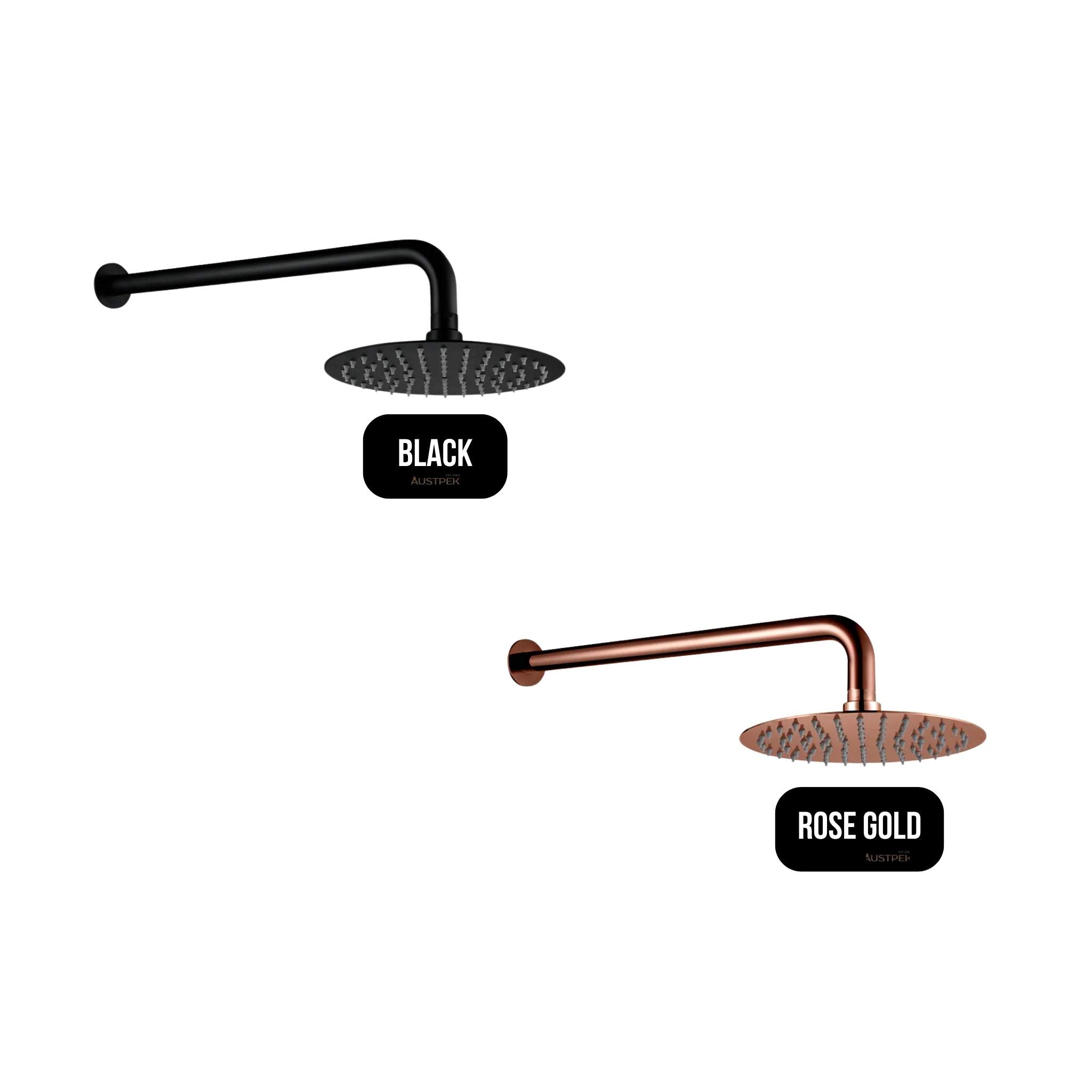 HELLYCAR CHRIS WALL SHOWER ARM AND SHOWER HEAD 200MM BLACK