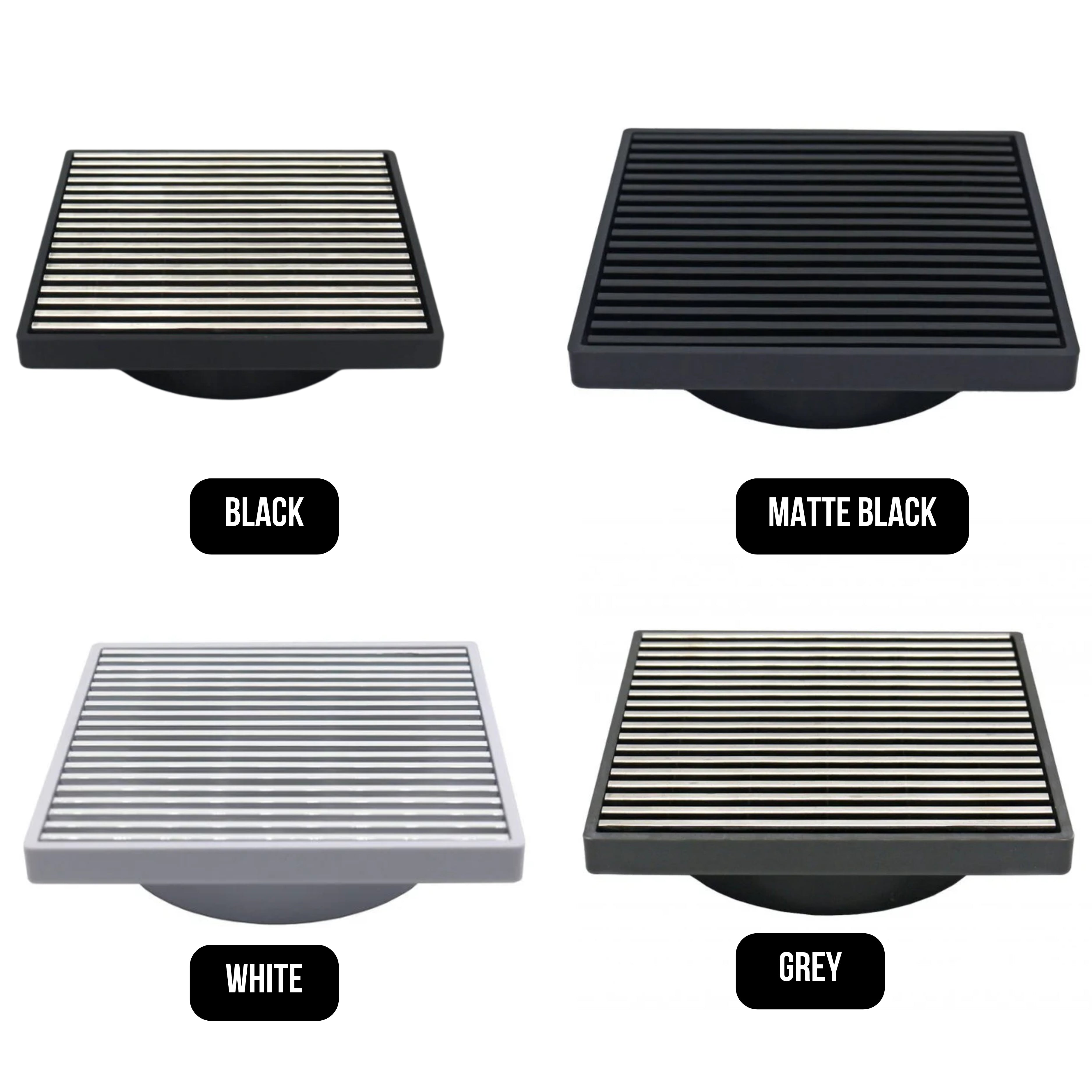 GRATES2GO SLIMLINE UPVC BLACK POINT DRAIN WITH  WEDGE WIRE GRATE MATTE BLACK 100MM