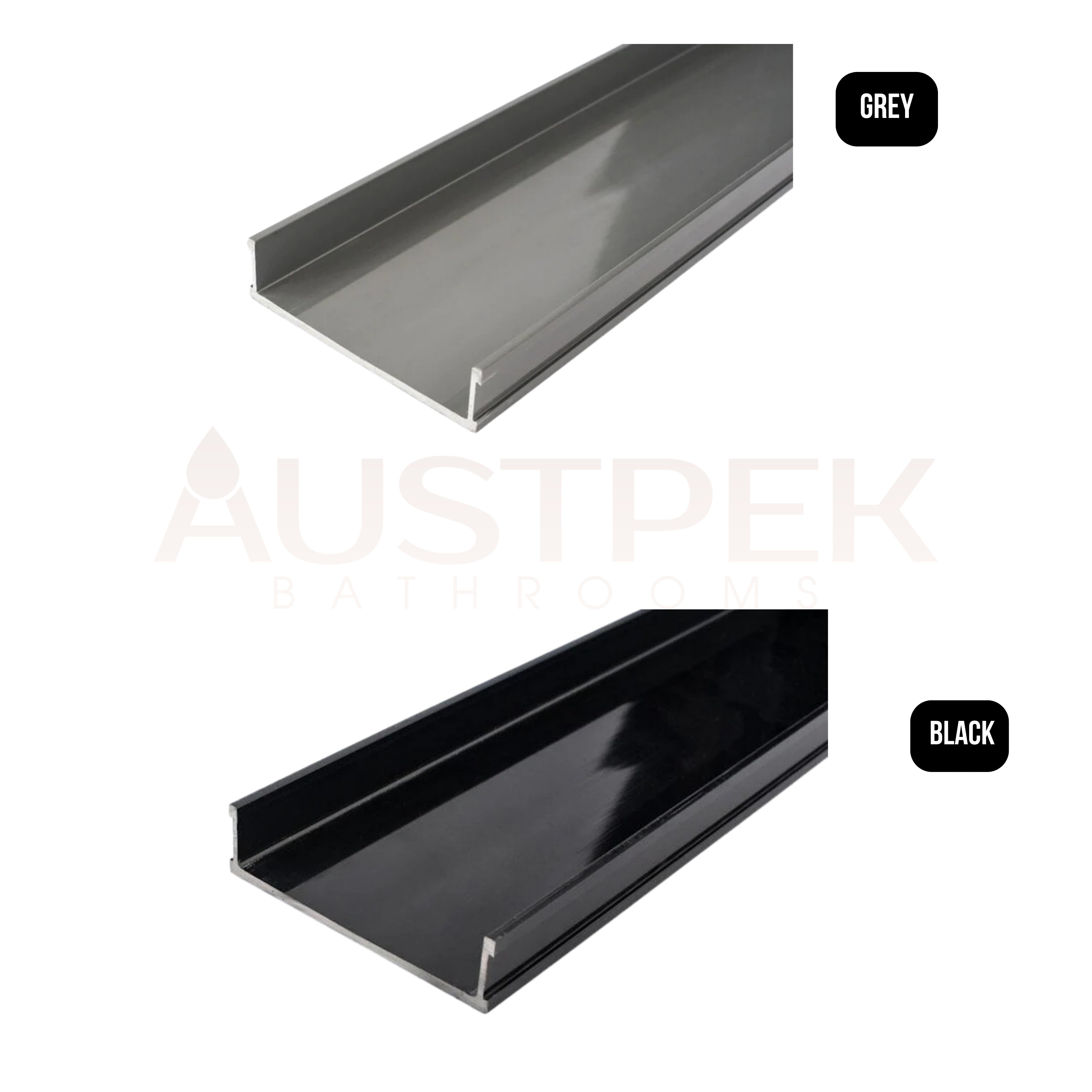 GRATES2GO UPVC MODULAR BASE CHANNEL GREY 1000MM, 1250MM, 1500MM, 2000MM AND 3000MM