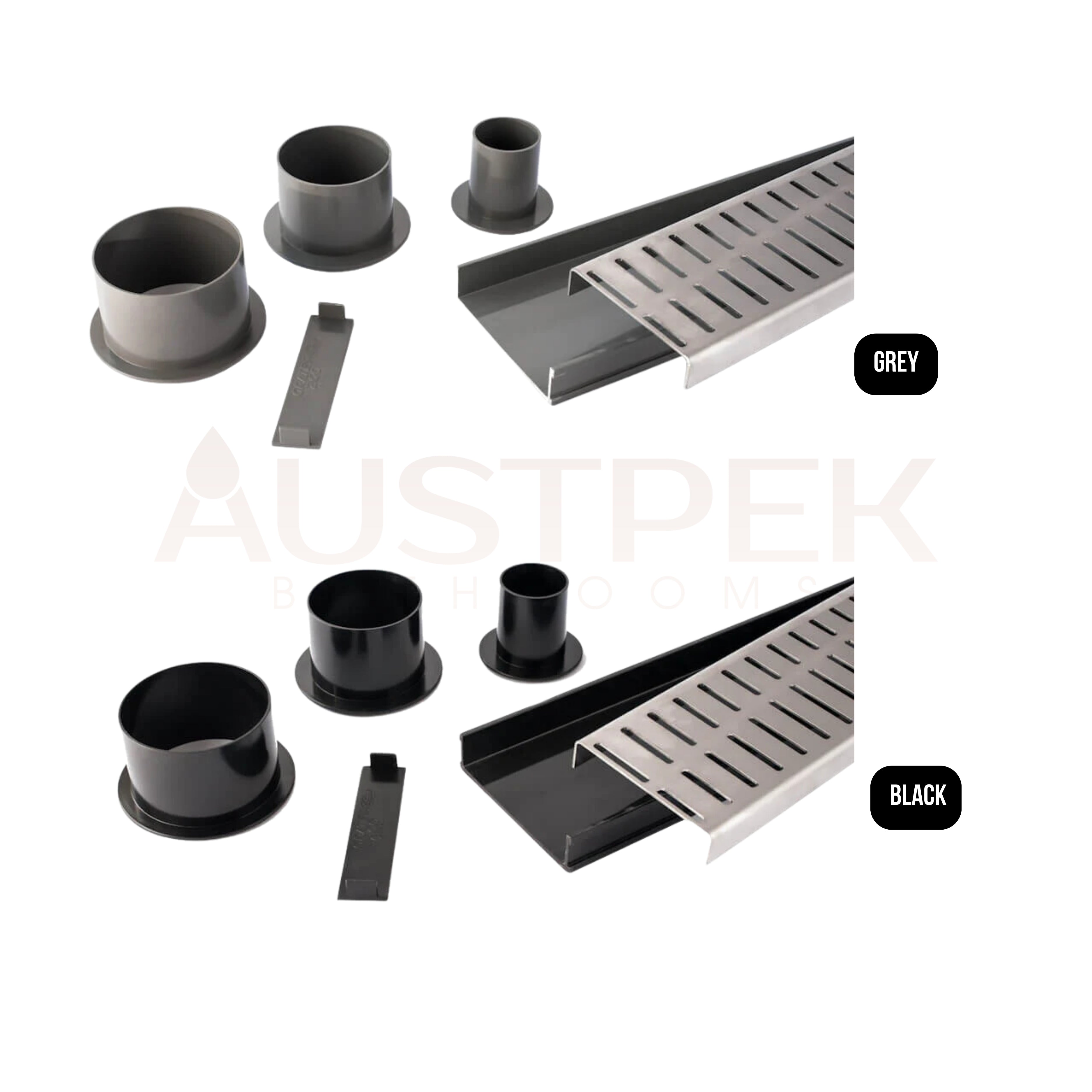 GRATES2GO UPVC FLOW PATTERN MODULAR KIT BLACK 100MM