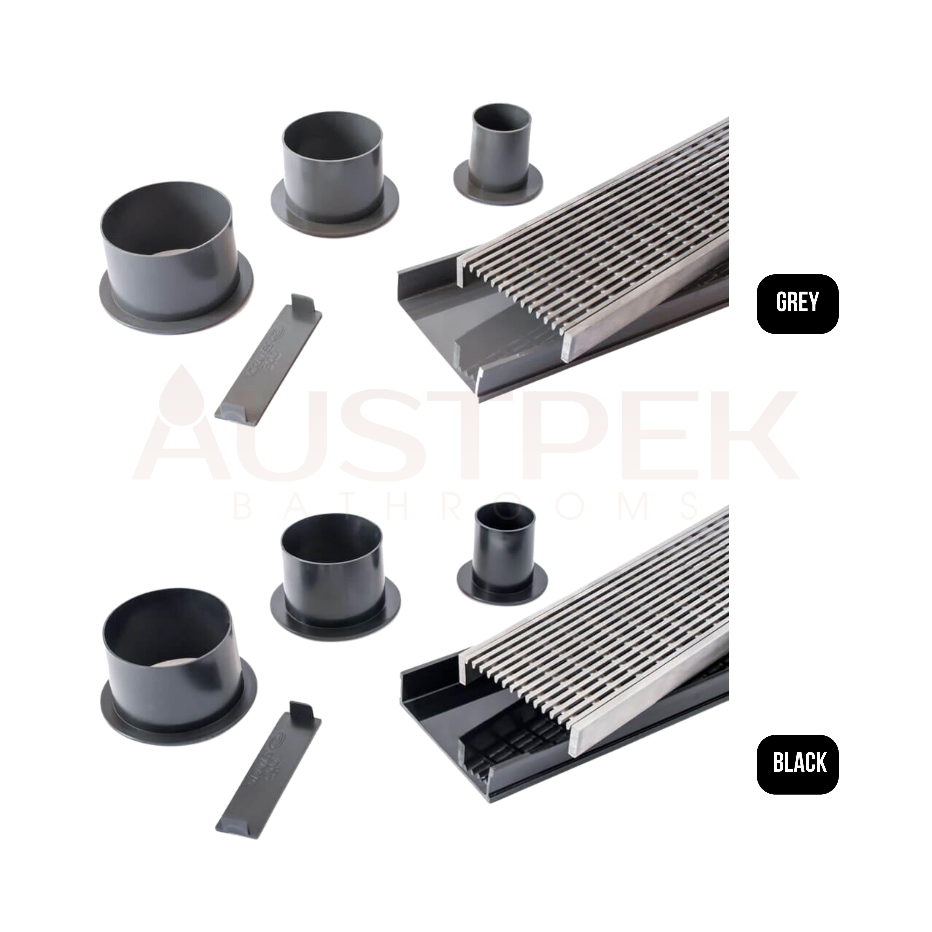 GRATES2GO UPVC WEDGE WIRE MODULAR KIT GREY 100MM