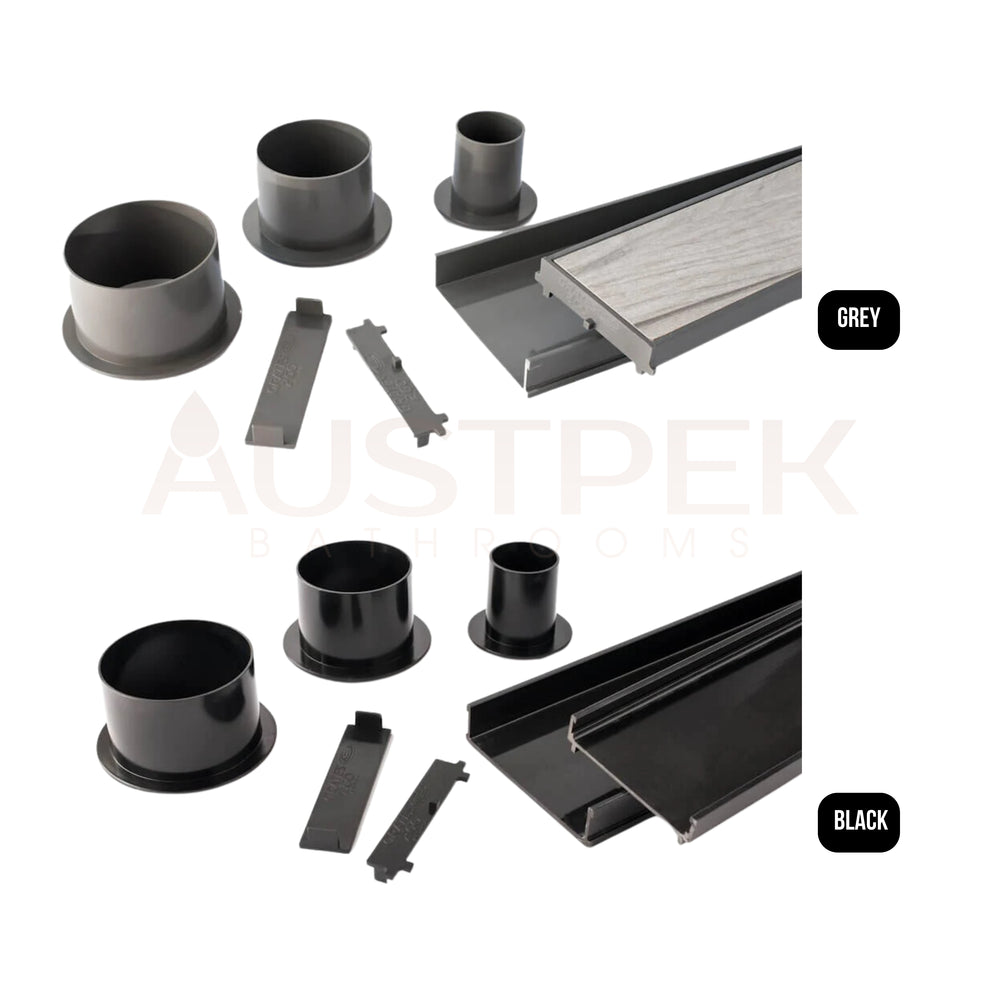 GRATES2GO UPVC TILE INSERT MODULAR KIT BLACK 100MM