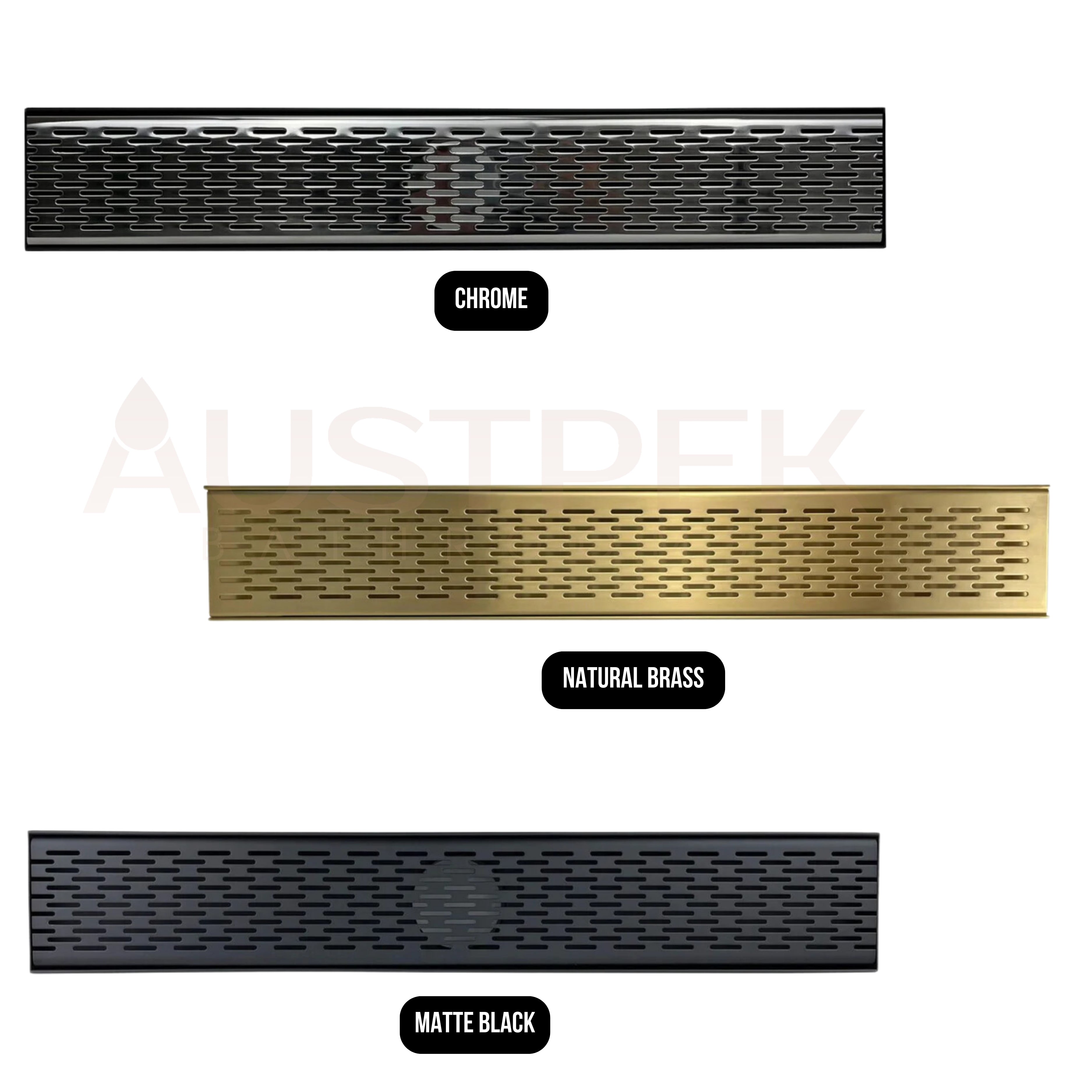 GRATES2GO NATURAL BRASS BRICK PATTERN DRAIN 1000MM LENGTH (CUSTOM AVAILABLE)