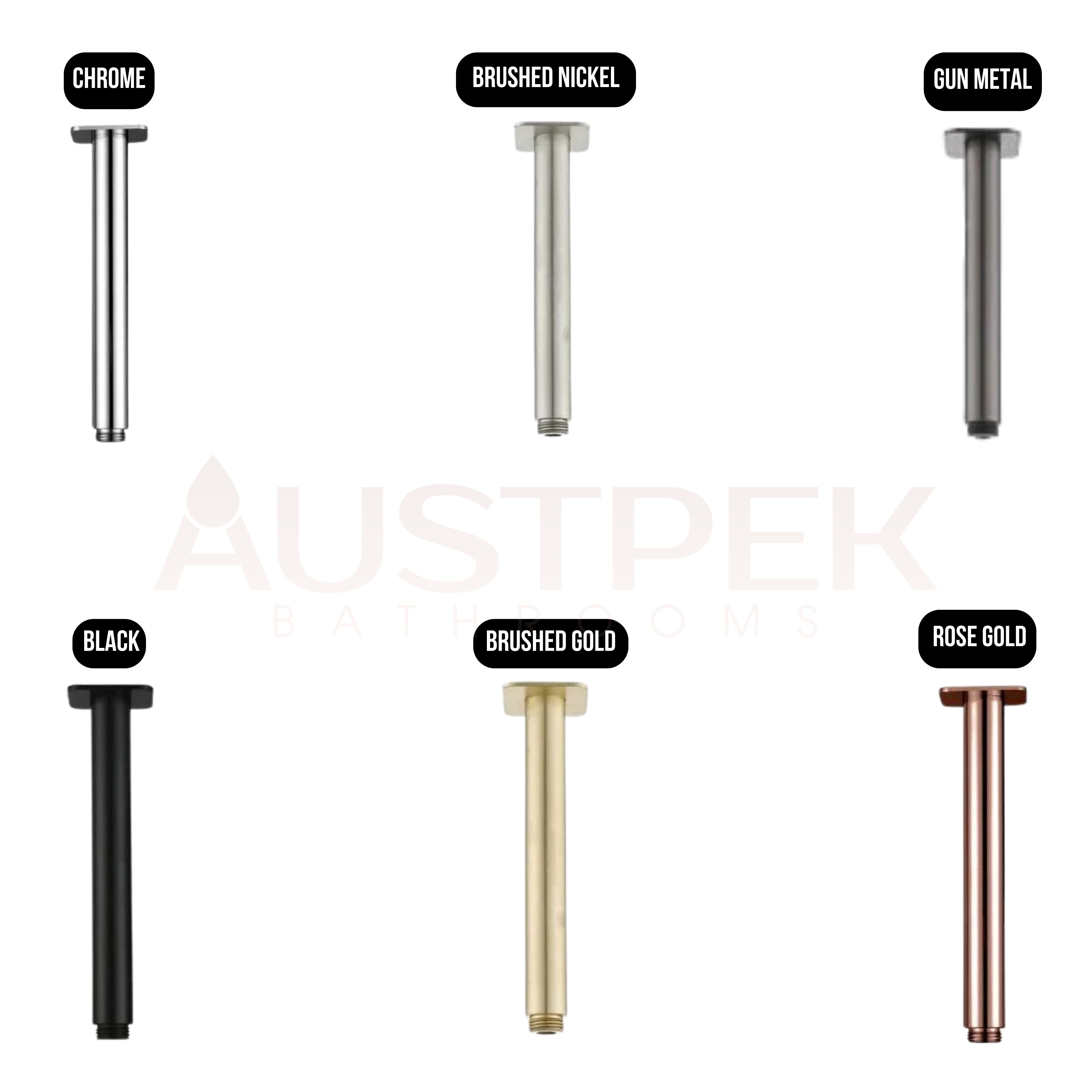 HELLYCAR LIMPID CEILING SHOWER ARM ROSE GOLD 100MM, 200MM, 300MM AND 400MM