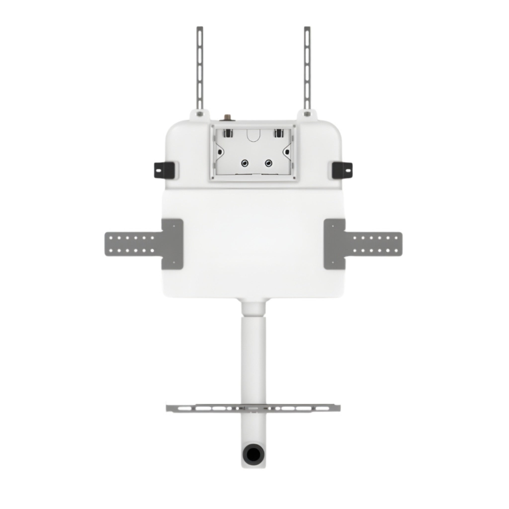 ZUMI ZERO RIMLESS WALL FACED FLOOR PAN WITH R&T IN WALL CISTERN & SENSOR TOUCHLESS BUTTON PACKAGE GLOSS WHITE