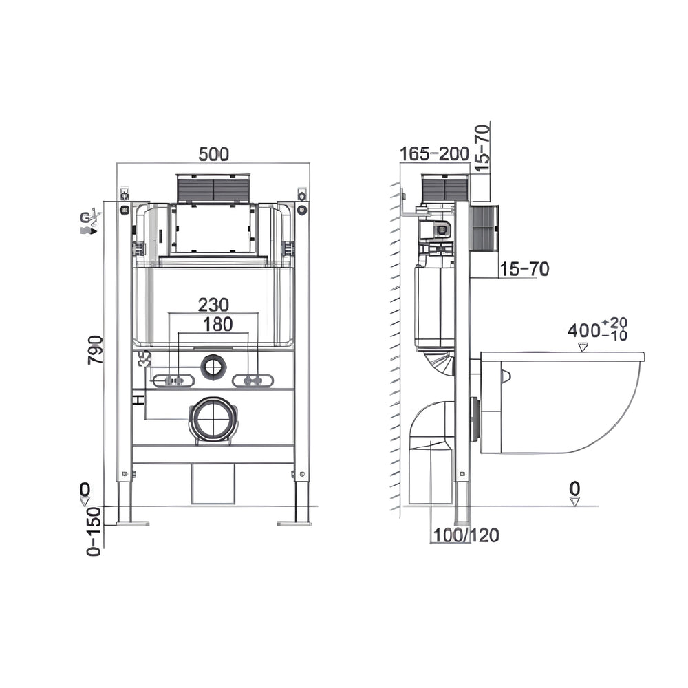 R&T FRAMED LOW HEIGHT INWALL CISTERN FOR WALL HUNG PAN