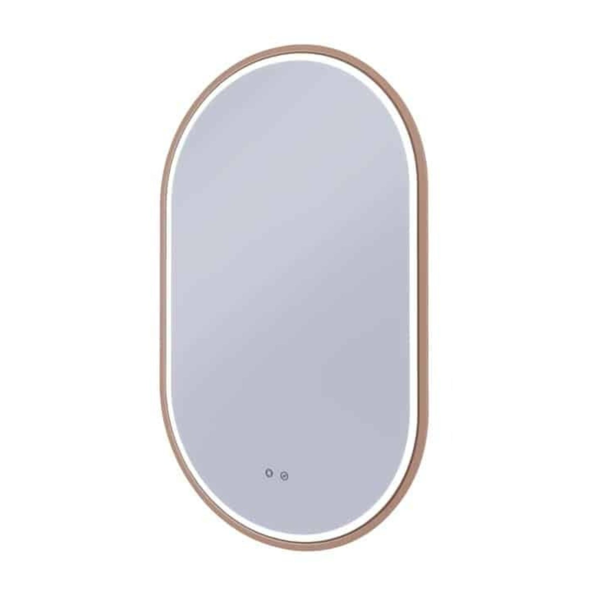 REMER GATSBY OVAL FRAMED LED MIRROR W/ DEMISTER & PORTABLE MAGNIFIER CUSTOM COLOURS 600X1000MM