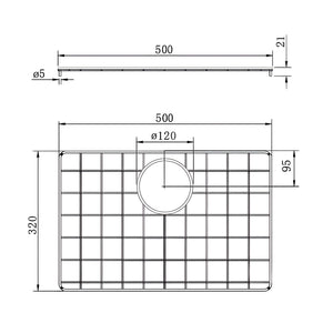 TURNER HASTINGS GALDOR STAINLESS STEEL GRID 500MM BRUSHED BRASS