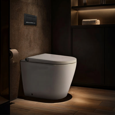 GALLARIA ALTA COMFORT RIMLESS WALL FACE PAN AND REMOTE BIDET PACKAGE GLOSS WHITE