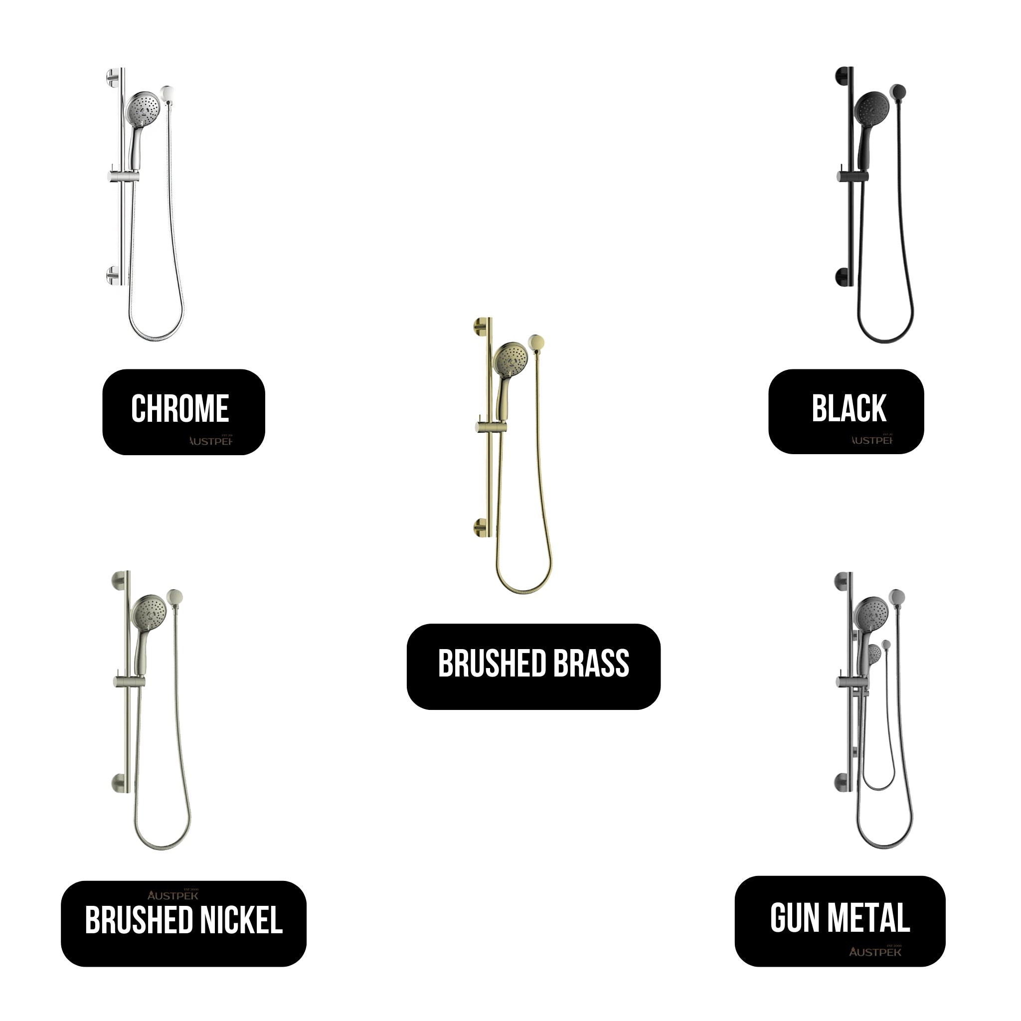 GARETH ASHTON 3-FUNCTION ROUND SHOWER ON RAIL 660MM BRUSHED BRASS