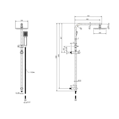 GARETH ASHTON ARCH SHOWER SYSTEM 1080MM GUN METAL