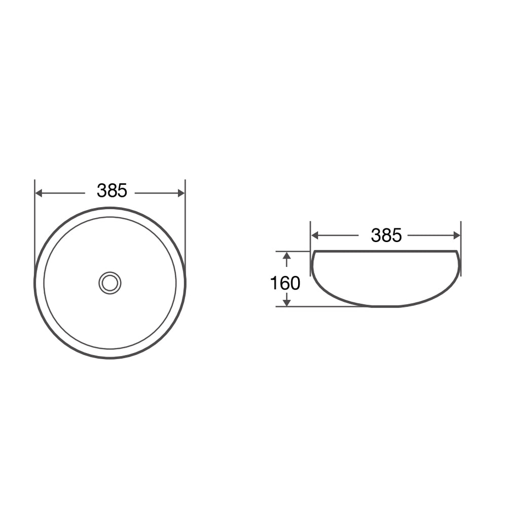 VEROTTI GRAND CENTRAL ABOVE COUNTER CONCRETE BASIN MATTE GREY 385MM