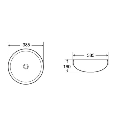 VEROTTI GRAND CENTRAL ABOVE COUNTER CONCRETE BASIN MATTE GREY 385MM