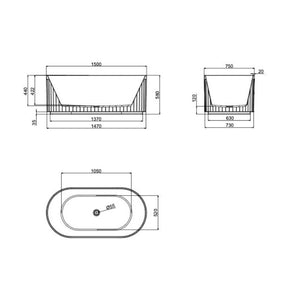 LINSOL GEORG FREESTANDING BATHTUB WARM GREY (AVAILABLE IN 1500MM AND 1700MM)