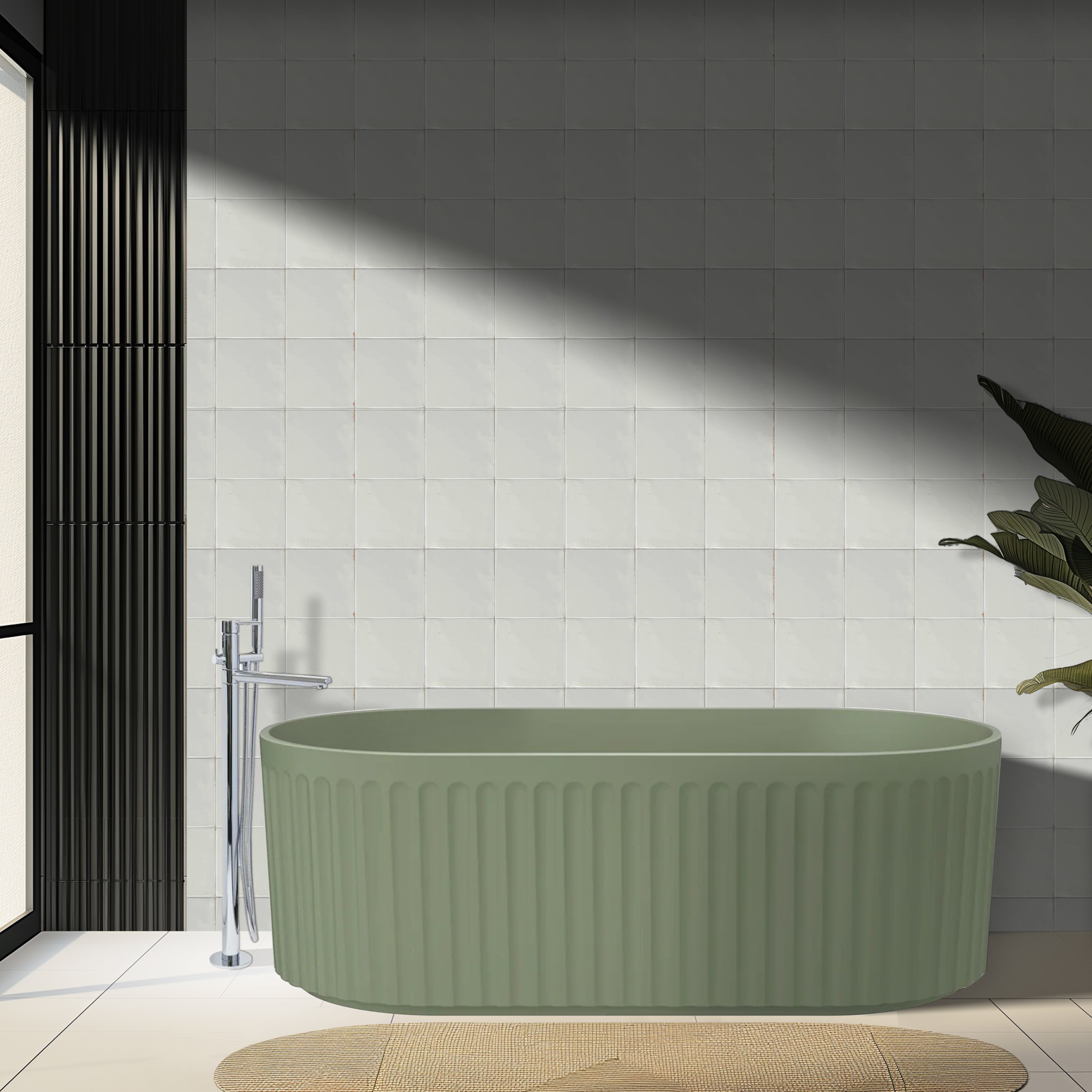 LINSOL GEORG FREESTANDING BATHTUB SAGE GREEN (AVAILABLE IN 1500MM AND 1700MM)