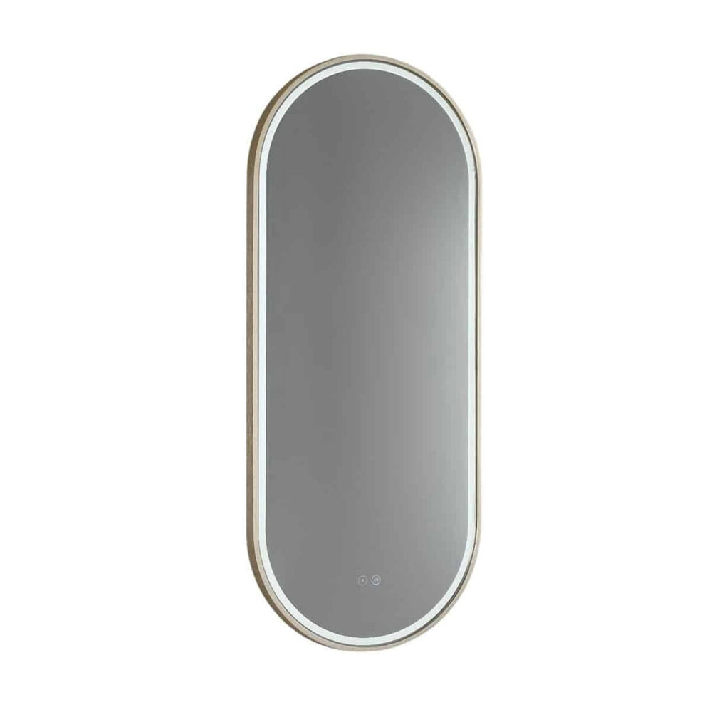 REMER GATSBY OVAL FRAMED LED MIRROR W/ DEMISTER & PORTABLE MAGNIFIER CUSTOM COLOURS 450X1200MM