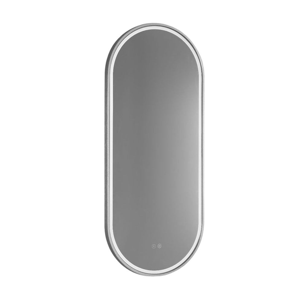 REMER GATSBY OVAL FRAMED LED MIRROR W/ DEMISTER & PORTABLE MAGNIFIER CUSTOM COLOURS 450X1200MM