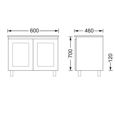BTH SHAKER PROFILE MATTE WHITE 600MM SINGLE BOWL FLOOR STANDING VANITY