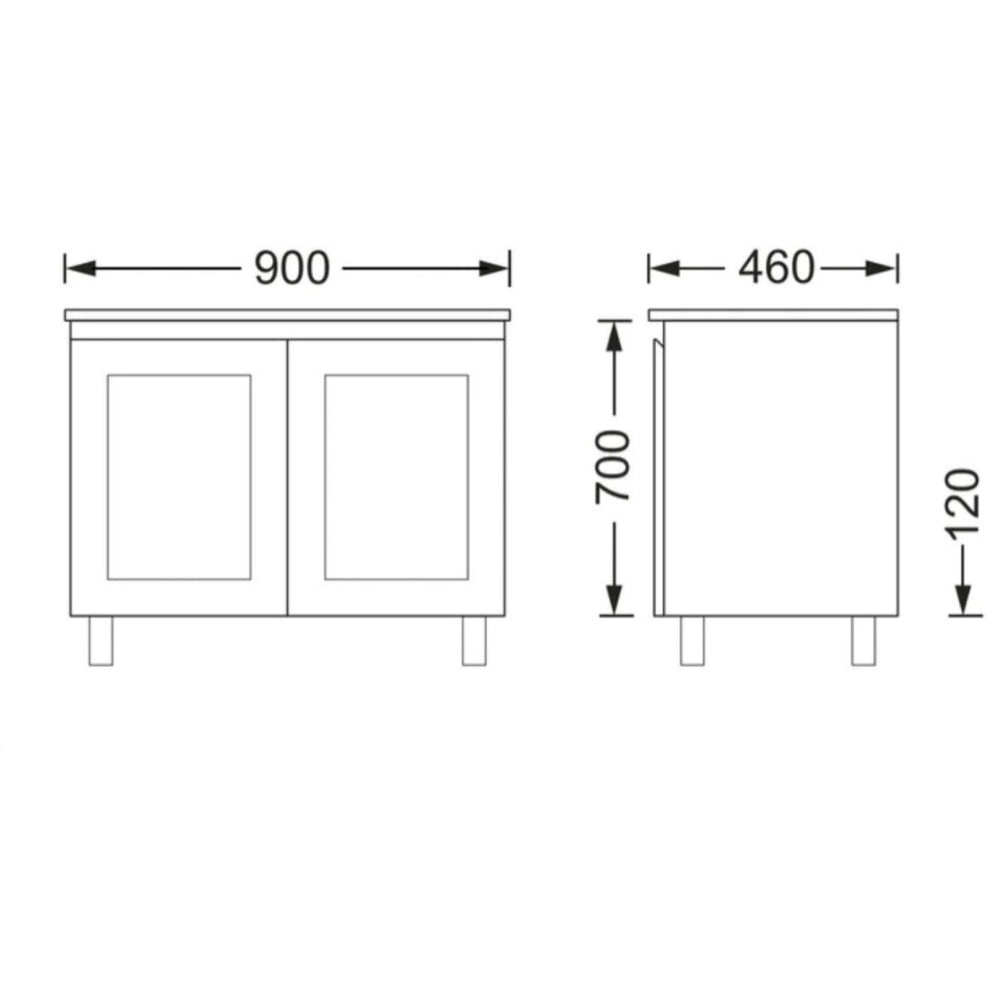 BTH SHAKER PROFILE MATTE WHITE 900MM SINGLE BOWL FLOOR STANDING VANITY