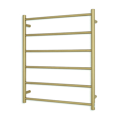 RADIANT HEATING 6-BARS ROUND NON-HEATED TOWEL RAIL BRUSHED GOLD 700MM