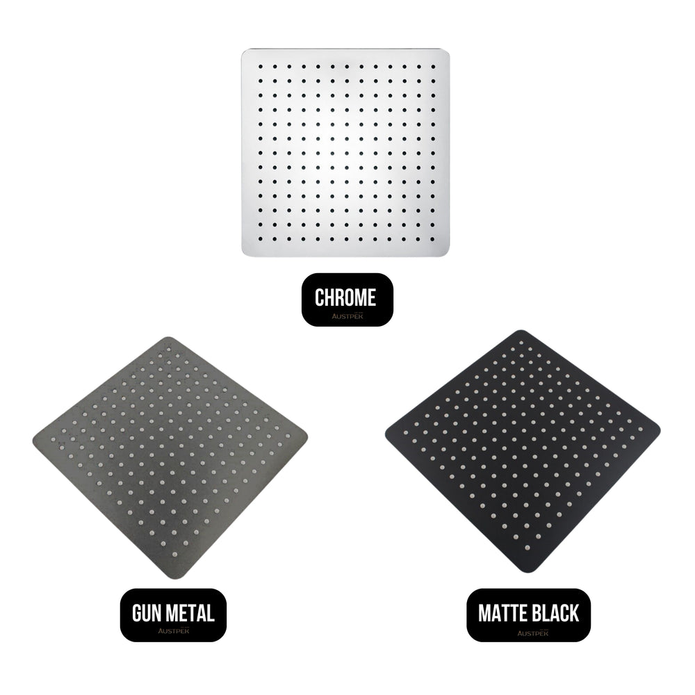 AQUAPERLA STAINLESS STEEL SQUARE SHOWER HEAD MATTE BLACK 300MM
