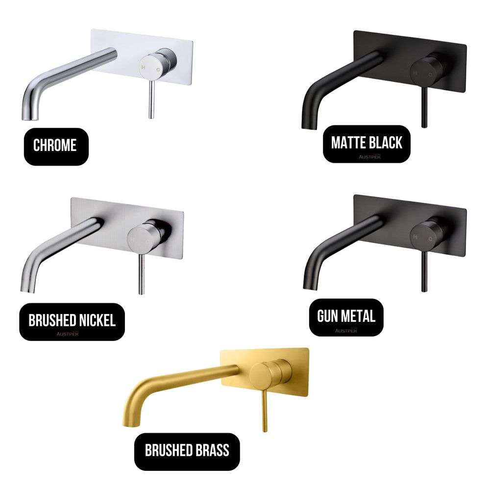 AQUAPERLA LUCID PIN WALL MIXER WITH SPOUT 200MM BRUSHED BRASS