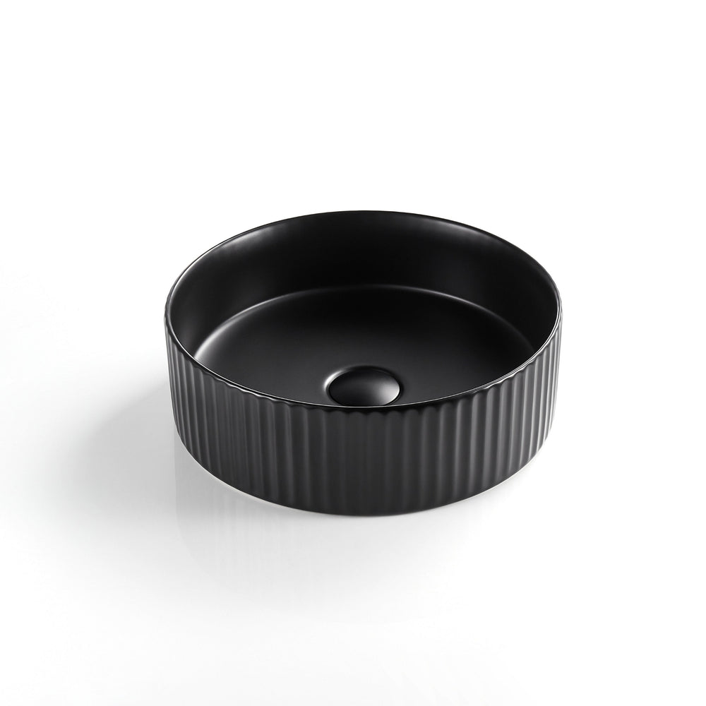 VITO GENEVA FLUTED ABOVE COUNTER BASIN MATTE BLACK 360MM