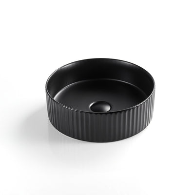 VITO GENEVA FLUTED ABOVE COUNTER BASIN MATTE BLACK 360MM