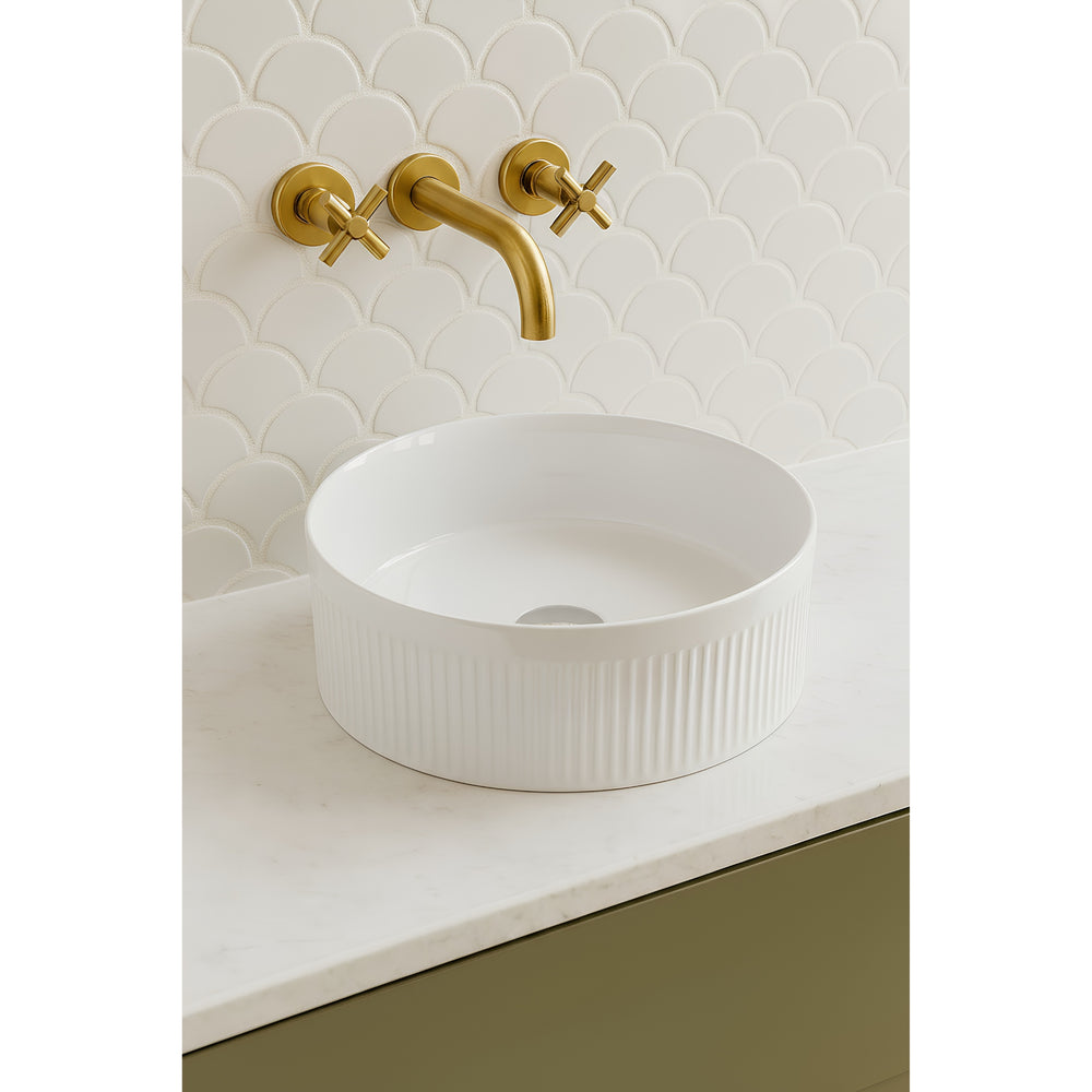 VITO GENEVA FLUTED ABOVE COUNTER BASIN MATTE WHITE 360MM