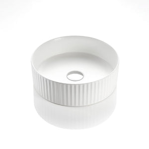 VITO GENEVA FLUTED ABOVE COUNTER BASIN MATTE WHITE 360MM