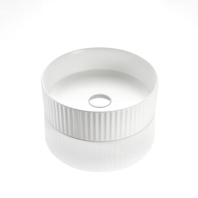 VITO GENEVA FLUTED ABOVE COUNTER BASIN GLOSS WHITE 360MM