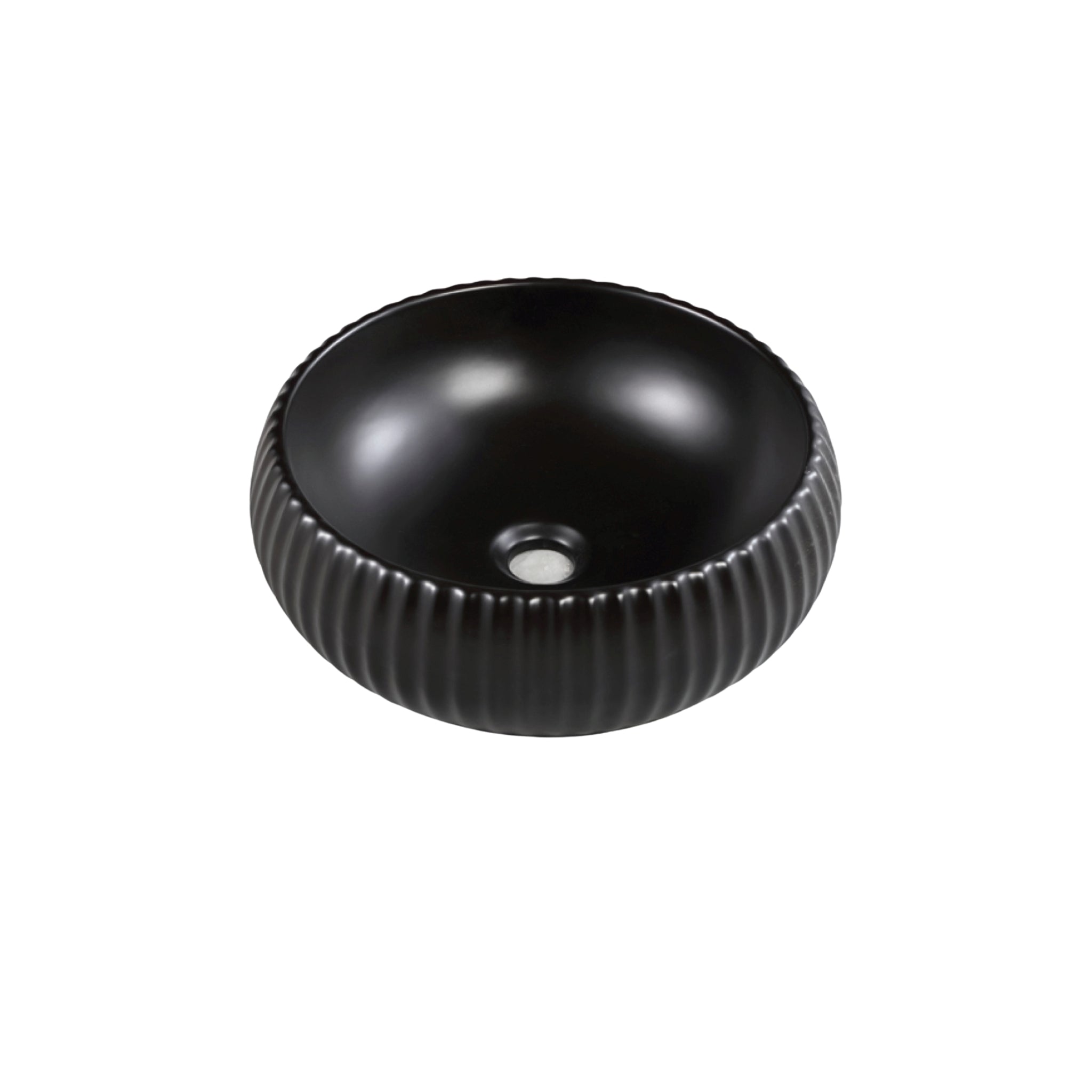 VITO GENEVA FLUTED ABOVE COUNTER BASIN MATTE BLACK 400MM