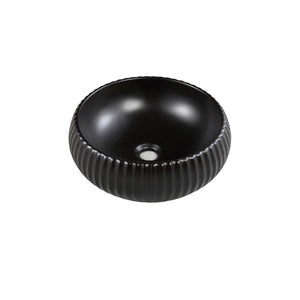 VITO GENEVA FLUTED ABOVE COUNTER BASIN MATTE BLACK 400MM