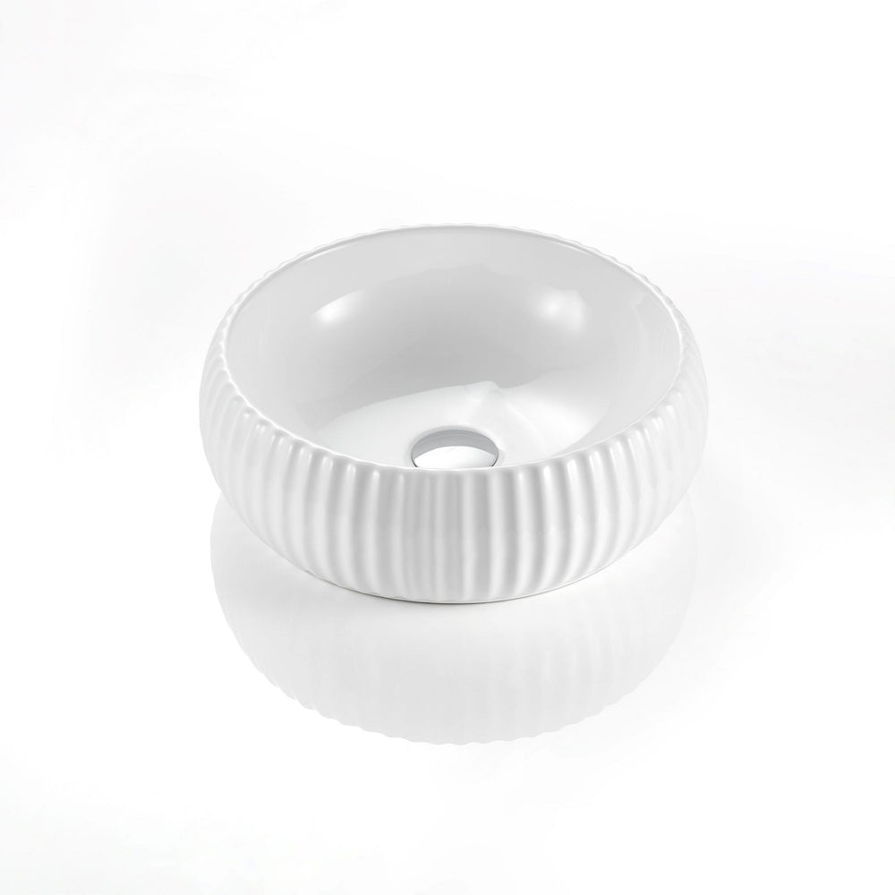 VITO GENEVA FLUTED ABOVE COUNTER BASIN GLOSS WHITE 400MM