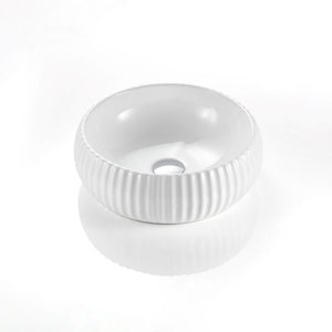 VITO GENEVA FLUTED ABOVE COUNTER BASIN MATTE WHITE 400MM