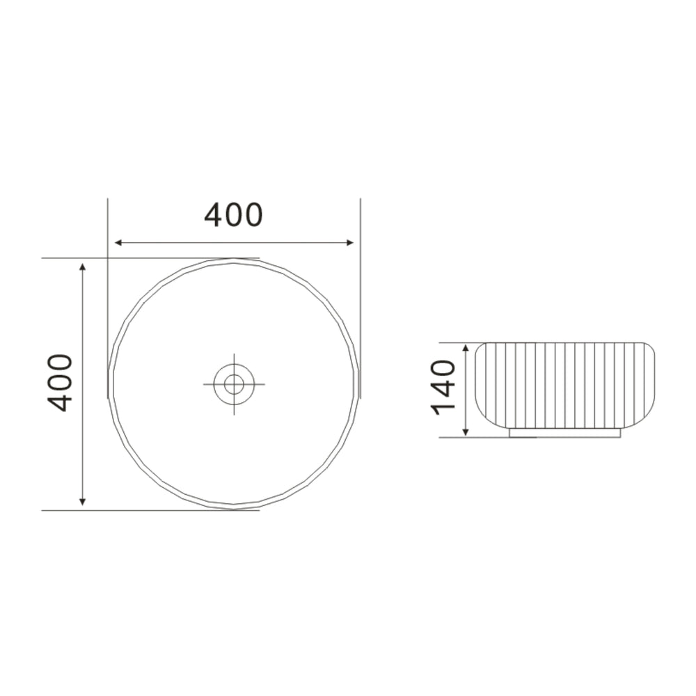 VITO GENEVA FLUTED ABOVE COUNTER BASIN GLOSS WHITE 400MM