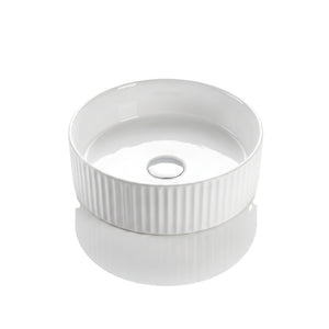 VITO GENEVA FLUTED ROUND ABOVE COUNTER BASIN GLOSS WHITE 400MM