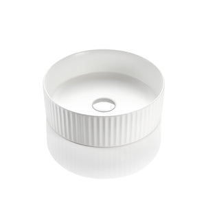 VITO GENEVA FLUTED ROUND ABOVE COUNTER BASIN MATTE WHITE 400MM