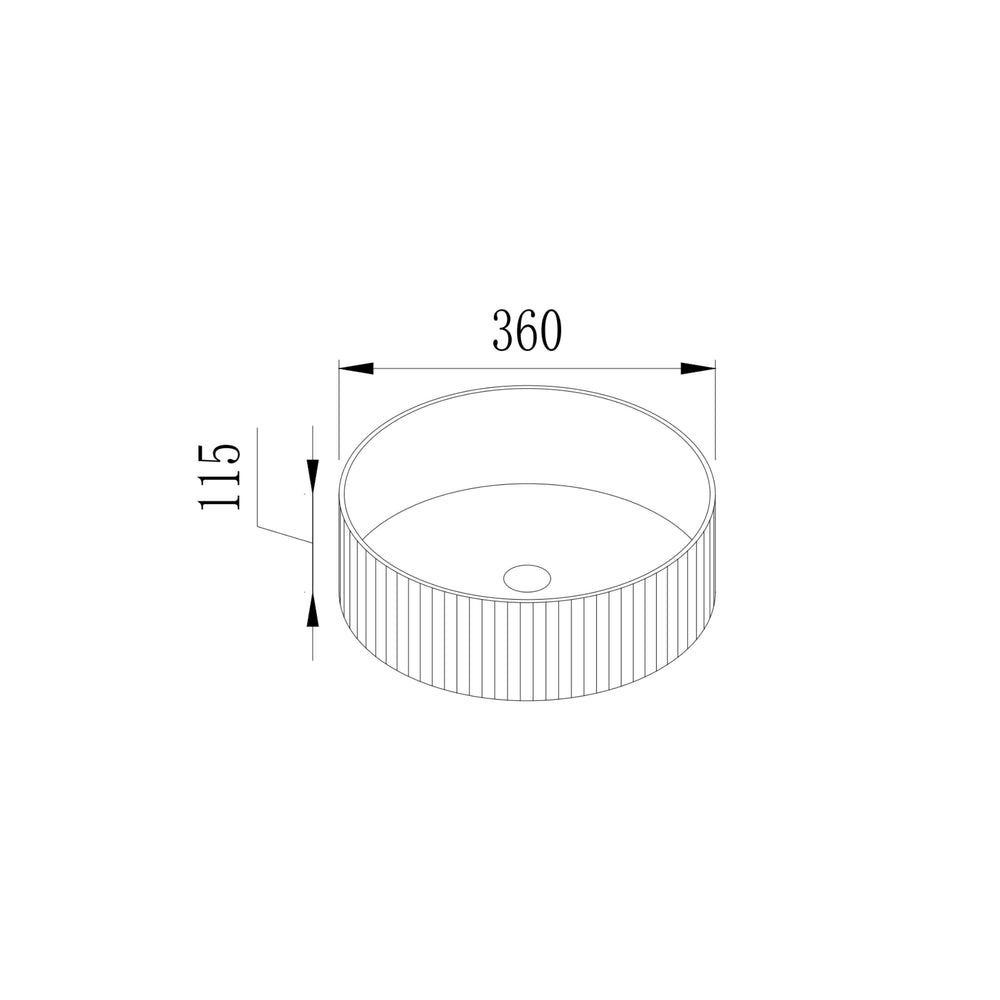 VITO GENEVA FLUTED ROUND ABOVE COUNTER BASIN GLOSS WHITE 400MM