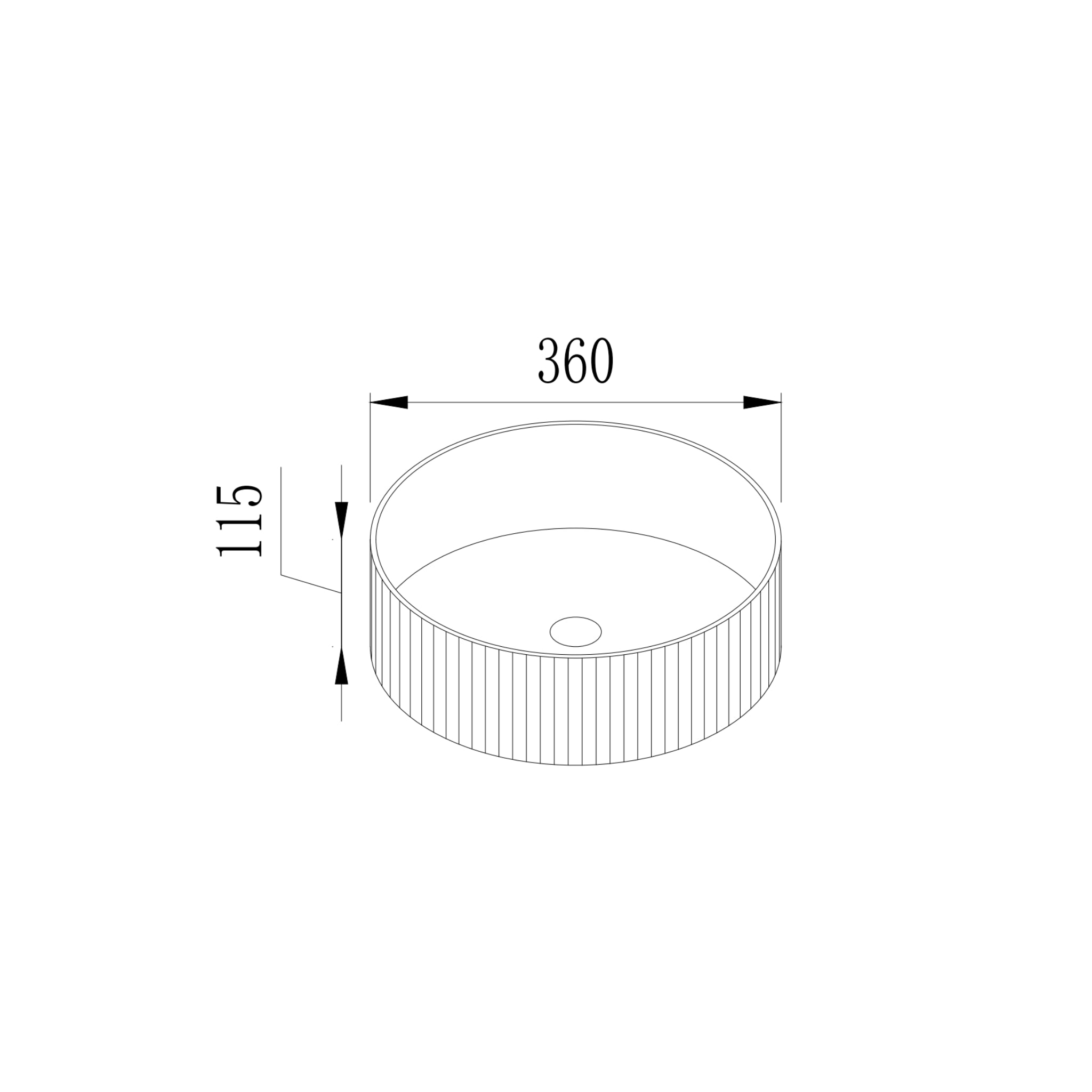 VITO GENEVA FLUTED ROUND ABOVE COUNTER BASIN GLOSS WHITE 400MM