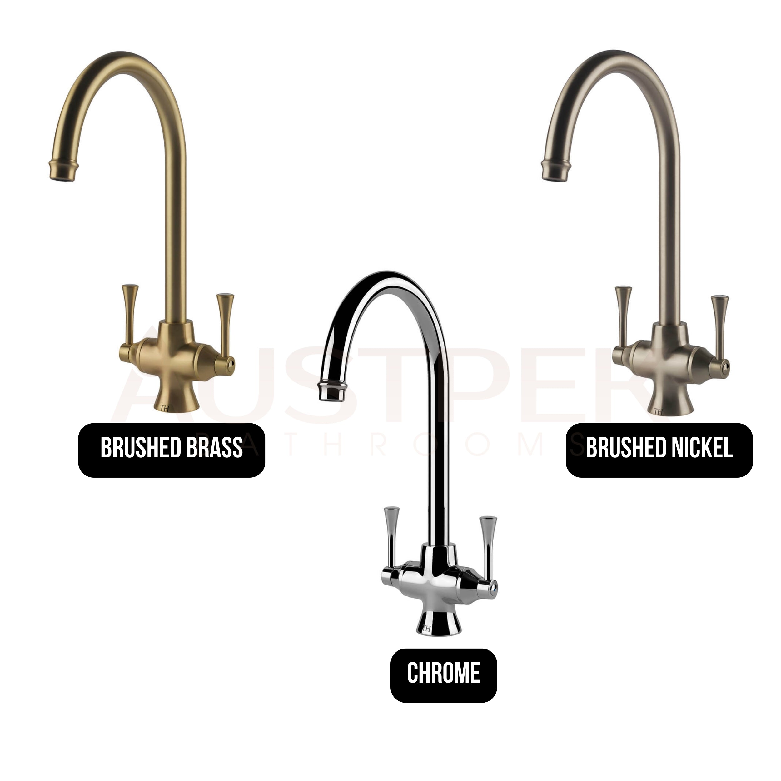 TURNER HASTINGS GOSFORD DOUBLE SINK MIXER 390MM BRUSHED NICKEL