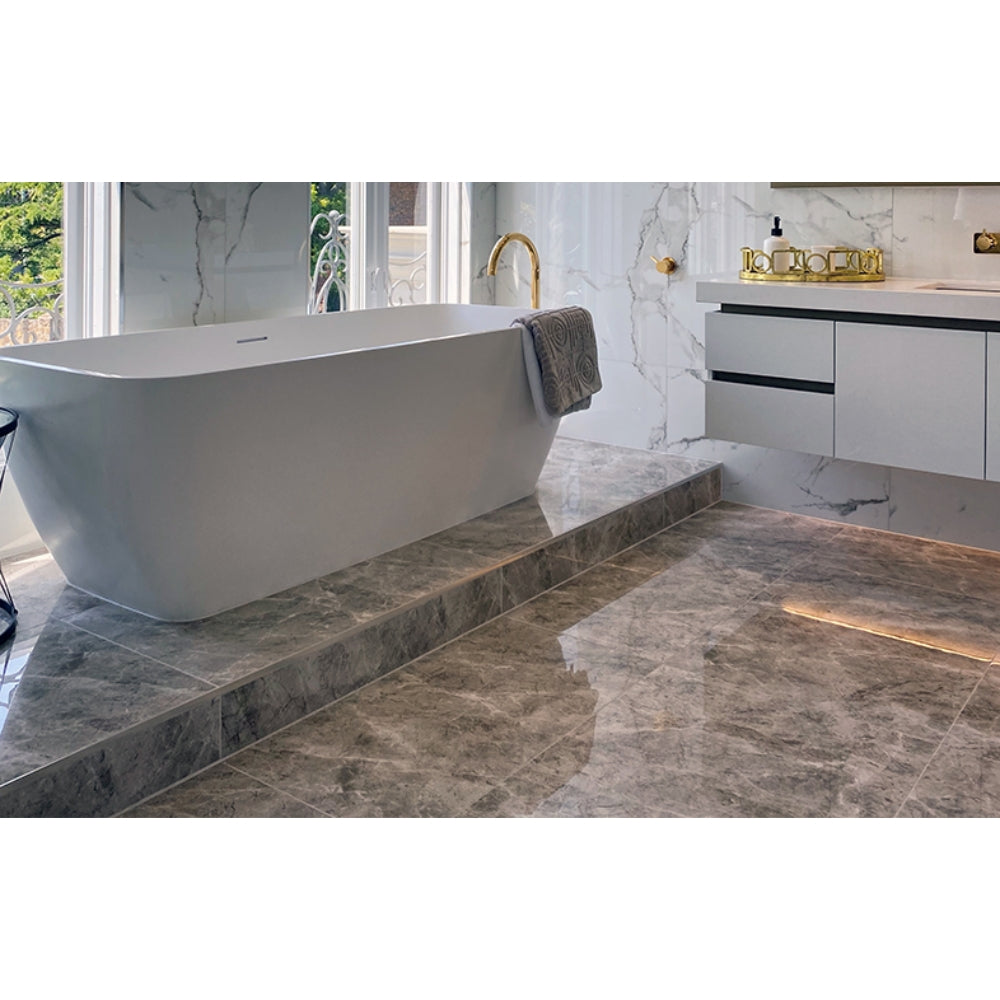 EVERSTONE EUROMARMO GRIGIO POLISHED 300X300MM SQUARE TILE (PER BOX)