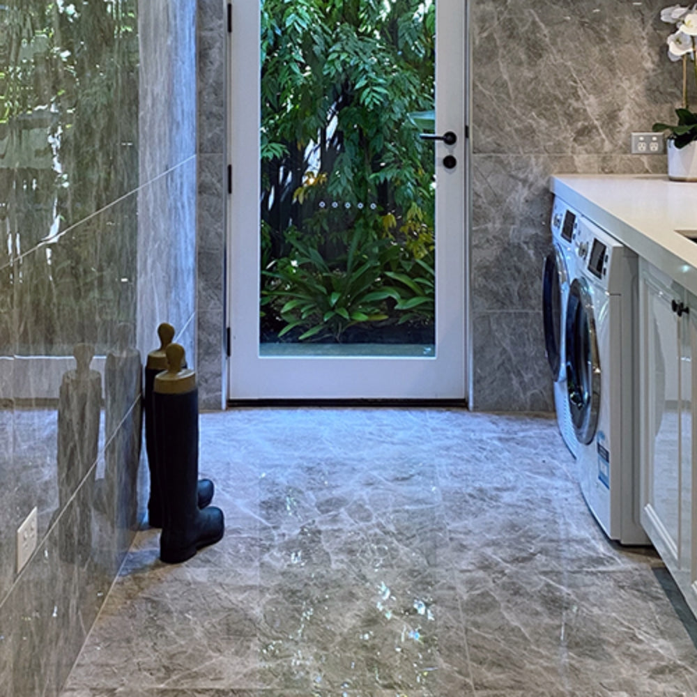 EVERSTONE EUROMARMO GRIGIO POLISHED 600X600MM SQUARE TILE (PER BOX)
