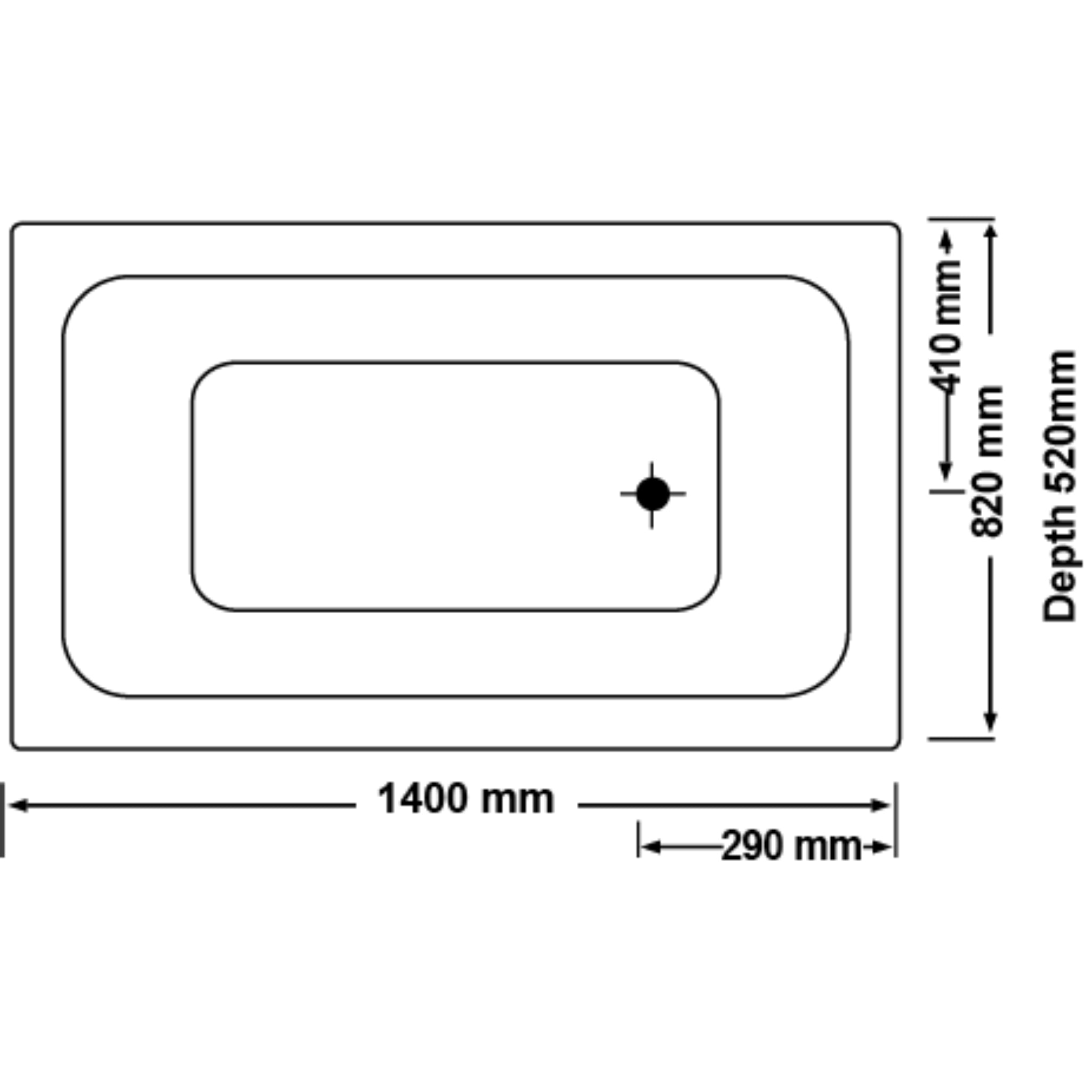 BROADWAY GRANDISIMO BUILT-IN FREESTANDING BATHTUB WHITE 1400MM