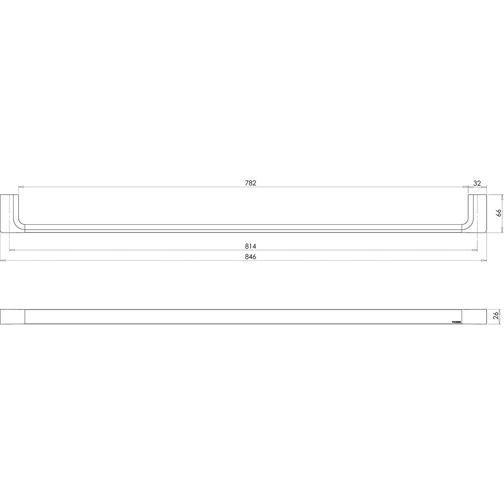 PHOENIX GLOSS SINGLE TOWEL RAIL 800MM BRUSHED BRONZE