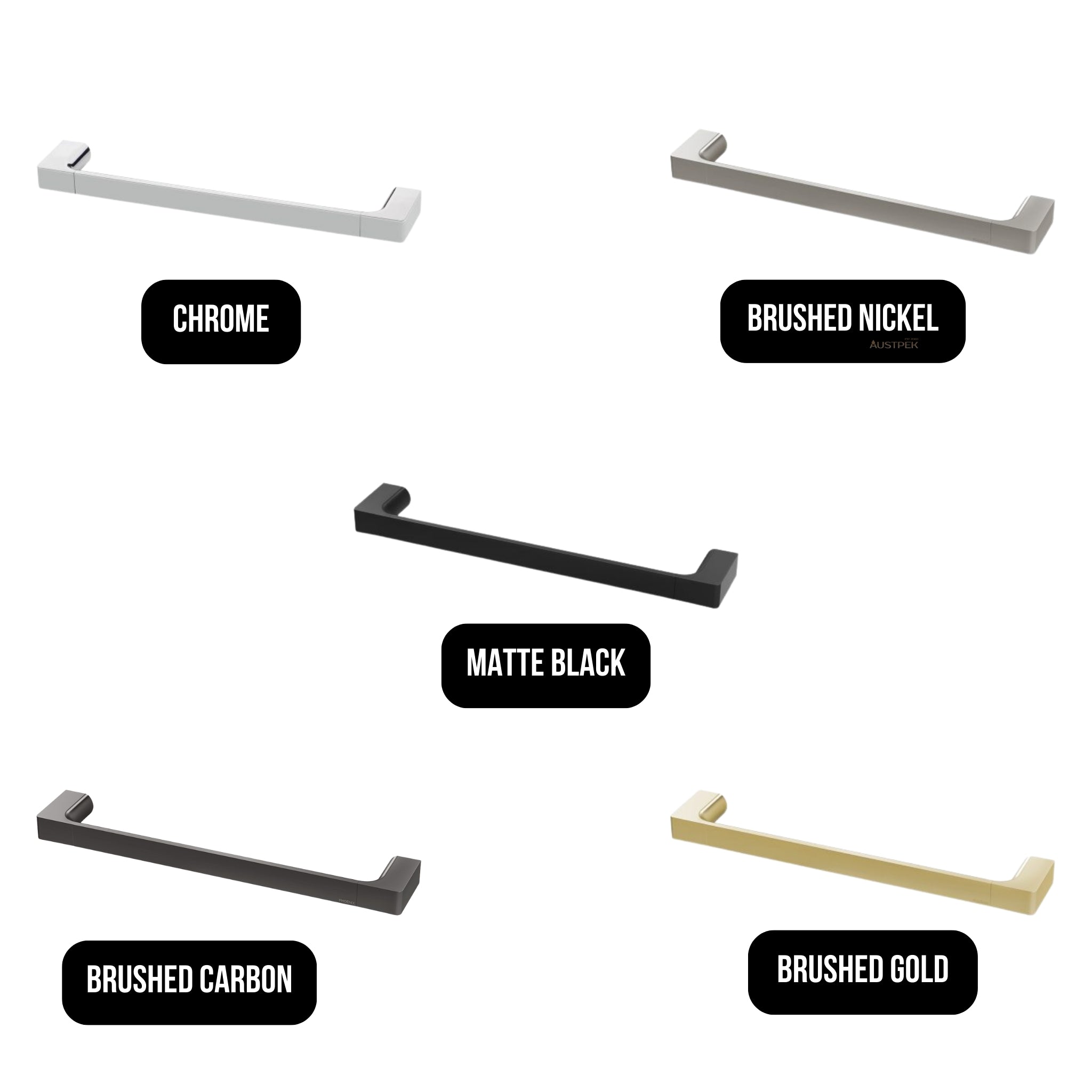 PHOENIX GLOSS NON-HEATED HAND TOWEL RAIL CHROME 350MM