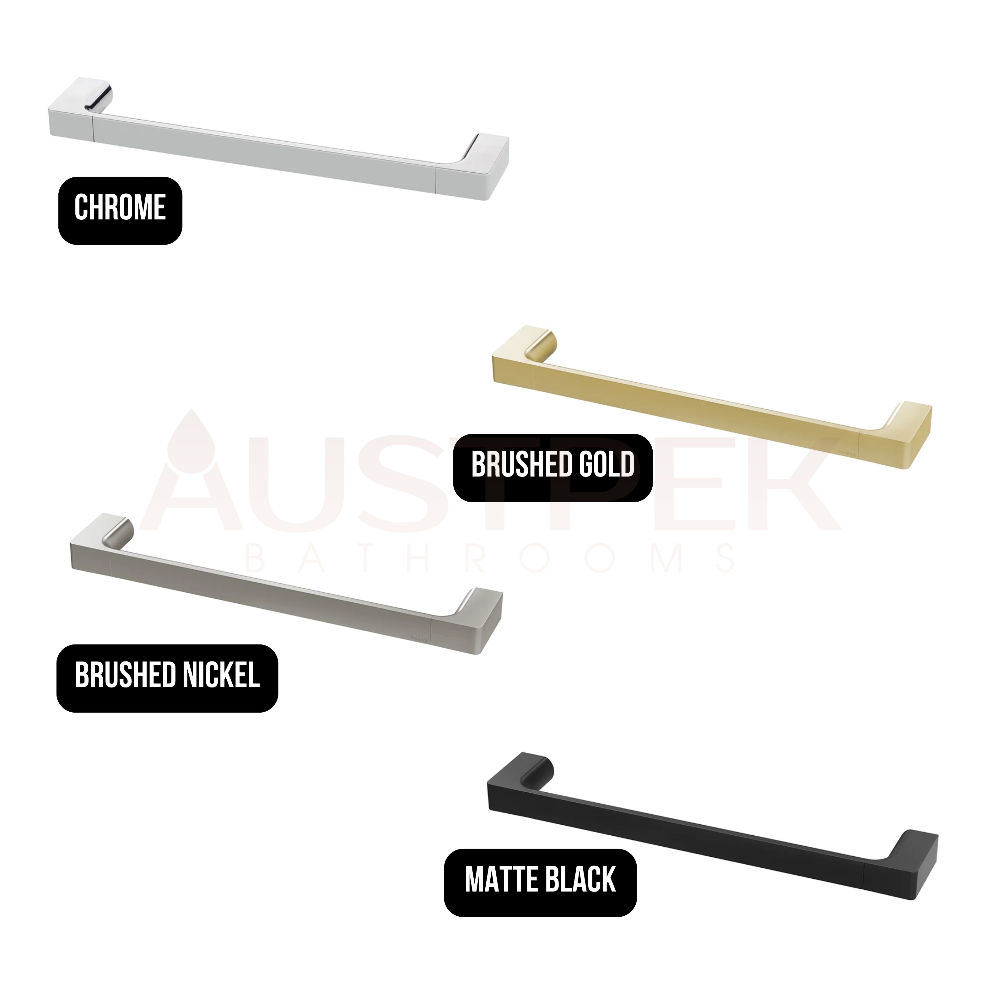 PHOENIX GLOSS NON-HEATED HAND TOWEL RAIL MATTE BLACK 350MM